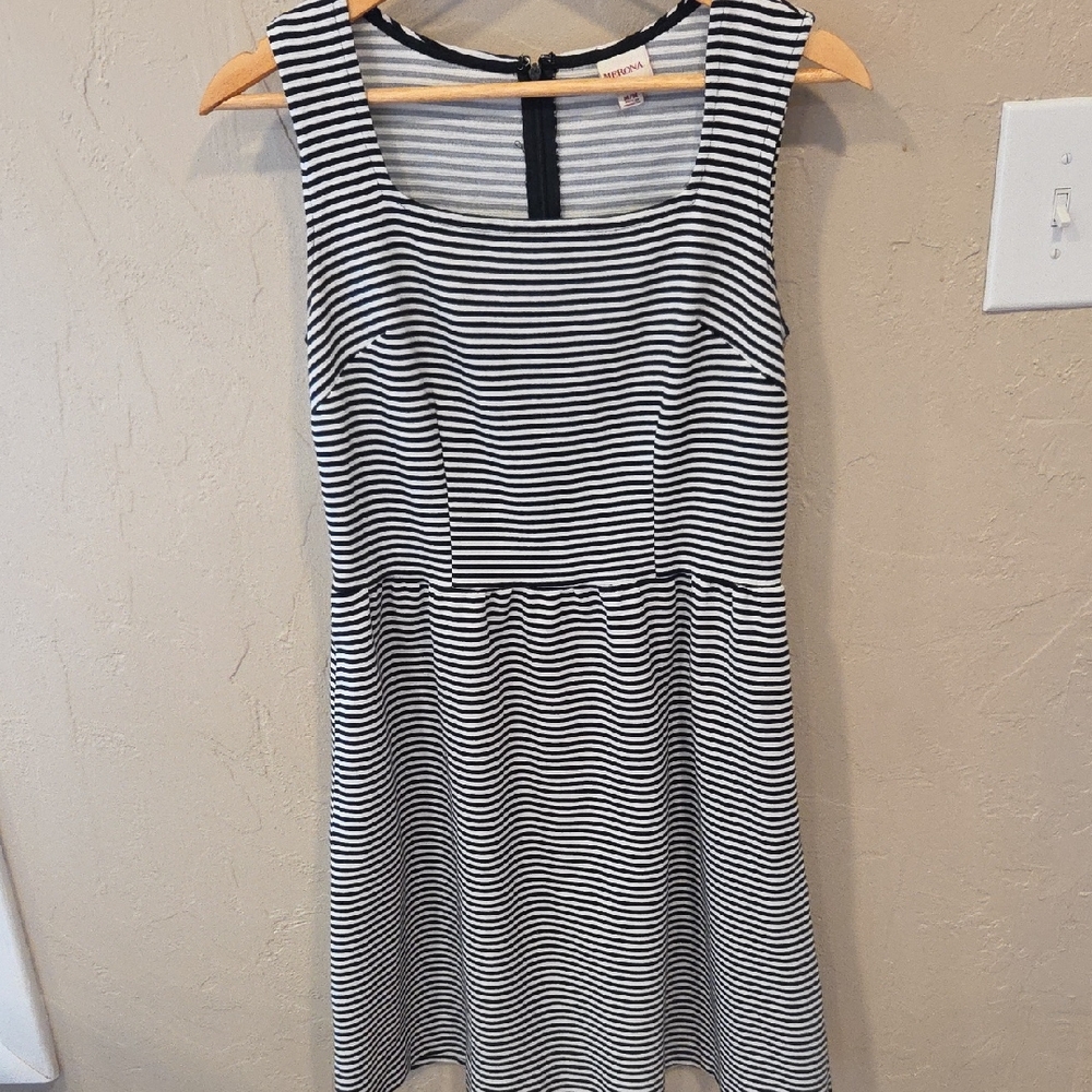 Merona Black and White Striped Mini Dress Size MED